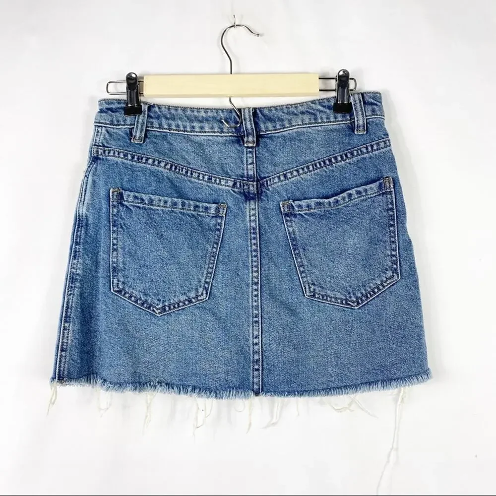 FREE PEOPLE Zip It Up Denim Miniskirt 25